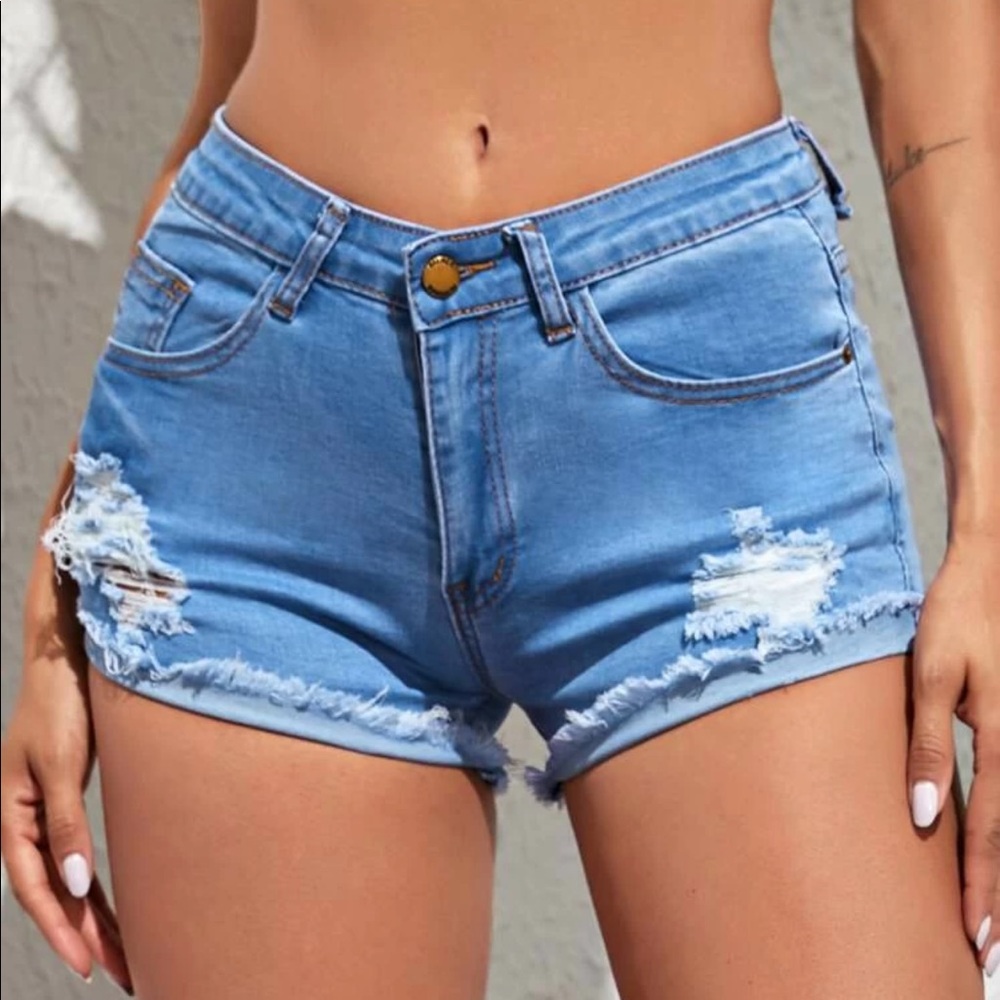 Ripped denim shorts